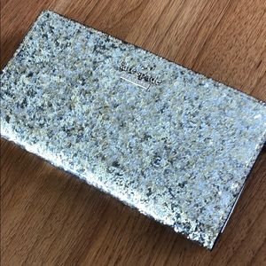 Kate Spade gold and silver glitter wallet